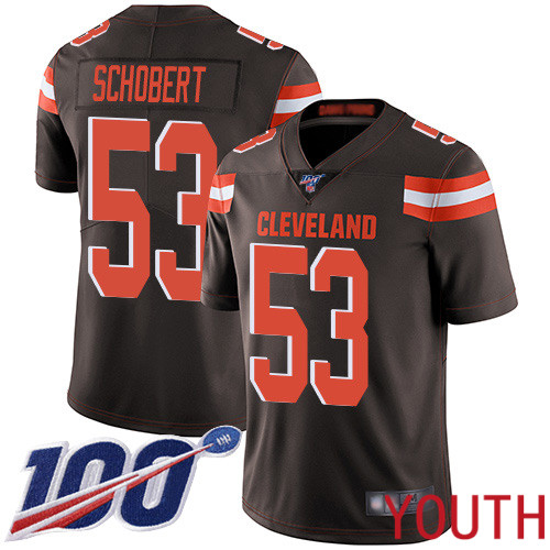 Cleveland Browns Joe Schobert Youth Brown Limited Jersey #53 NFL Football Home 100th Season Vapor Untouchable